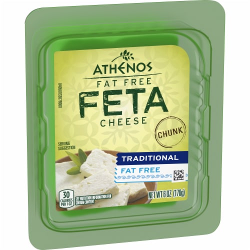 Athenos Traditional Fat Free Feta Cheese Chunk Perspective: left