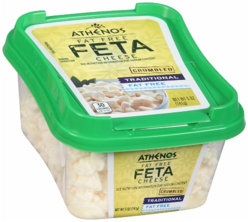 Athenos Crumbled Traditional Fat-Free Feta Cheese Perspective: left