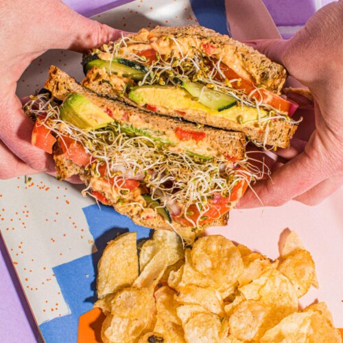 Athenos Roasted Red Pepper Hummus Perspective: left
