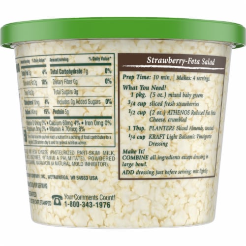 Athenos Traditional Crumbled Feta Cheese with Reduced Fat Perspective: left