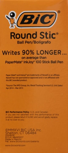 Bic  Round Stic® Xtra-Life Ball Pens Blue Perspective: left