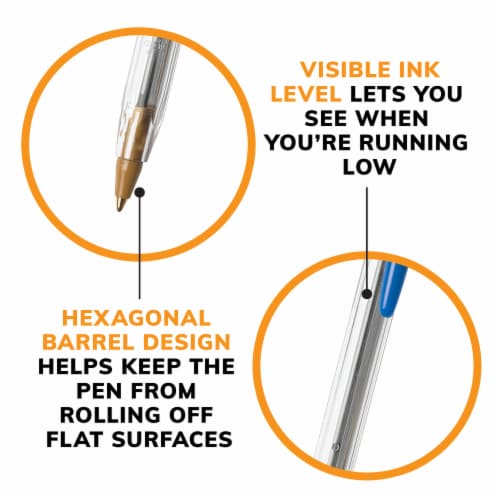 BIC® Cristal® Xtra Smooth Medium Ball Point Pens - Blue Perspective: left