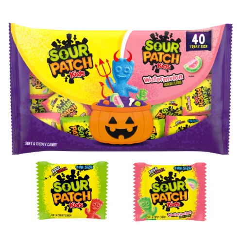 SOUR PATCH KIDS Original & Watermelon Halloween Candy Variety Pack Perspective: left