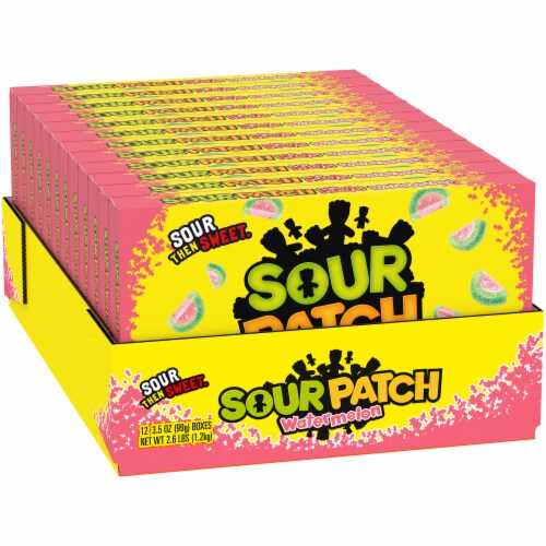 Sour Patch Kids Watermelon Soft & Chewy Candy Theater Box Case Lot Sale Perspective: left