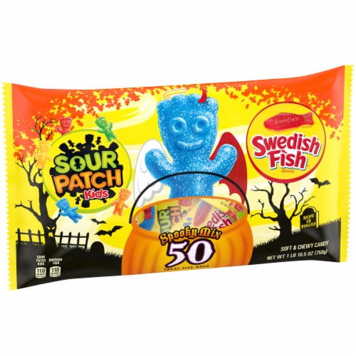 Sour Patch Kids & Swedish Fish Spooky Mix Treat Size Bags Perspective: left