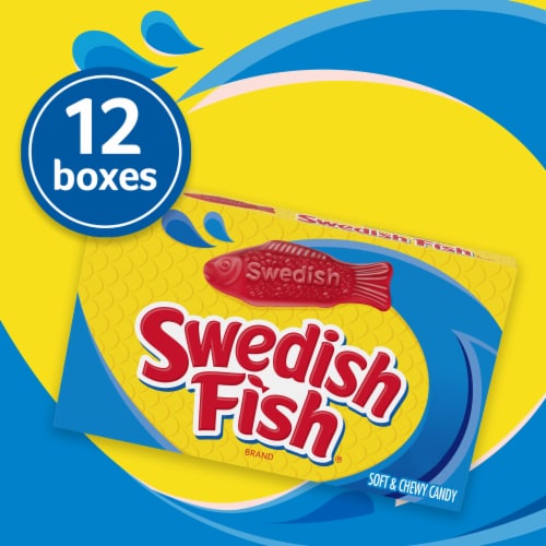 Swedish Fish Soft & Chewy Candy Theater Box Case Lot Sale Perspective: left