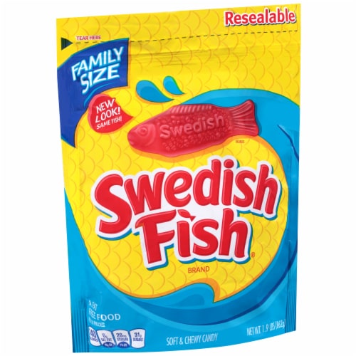 Swedish Fish Mini Soft & Chewy Candy Family Size Perspective: left
