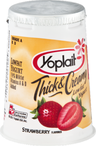Yoplait Thick & Creamy Strawberry Yogurt Perspective: left
