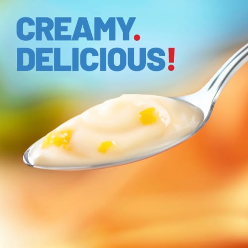 Yoplait Light Harvest Peach Fat Free Yogurt Cup Perspective: left