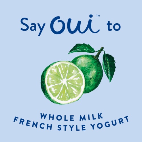 Oui by Yoplait Gluten Free French Style Key Lime Whole Milk Yogurt Glass Jar Perspective: left