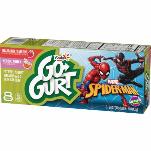 Go Gurt Spiderman Gluten Free Berry and Fruit Punch Yogurt Tubes Perspective: left
