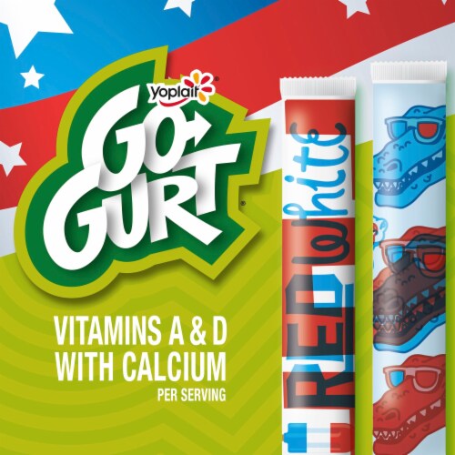 Go-GURT Gluten Free Cotton Candy and Strawberry Banana Kids Yogurt Tubes Perspective: left