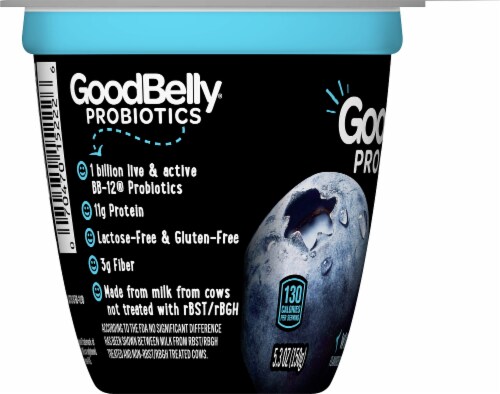 GoodBelly Probiotics Lactose-Free Wild Blueberry Yogurt Perspective: left