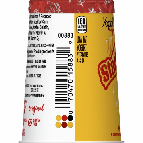 Yoplait Gluten Free Original Starburst Lemon Flavored Low Fat Yogurt Perspective: left