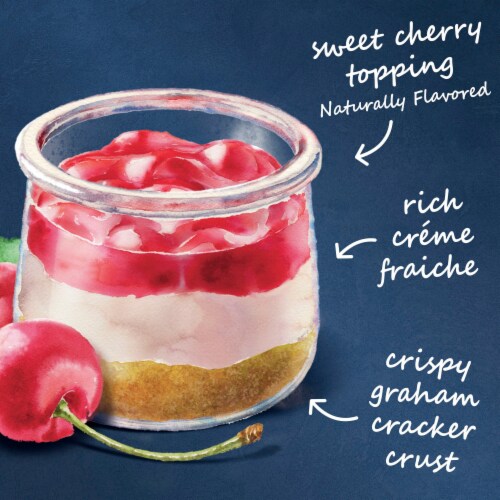 Oui by Yoplait Creme Fraiche Cherry Cheesecake Layered Dessert Glass Jars Perspective: left