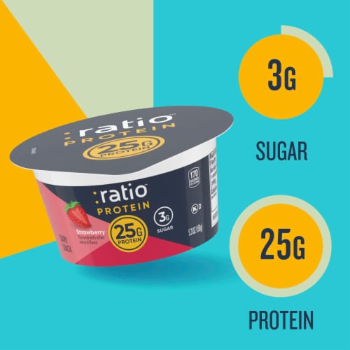 Ratio Protein Strawberry Yogurt Cultured Dairy Snack Perspective: left