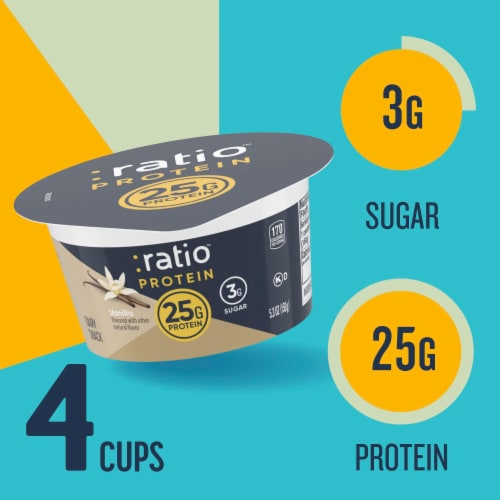 Ratio Protein Vanilla Yogurt Cultured Dairy Snack Perspective: left