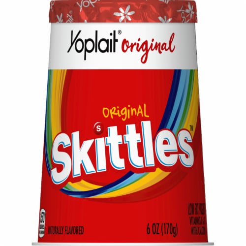 Yoplait Original Skittles Low Fat Yogurt Cup Perspective: left