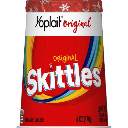 Yoplait Original Skittles Low Fat Yogurt Cup Perspective: left
