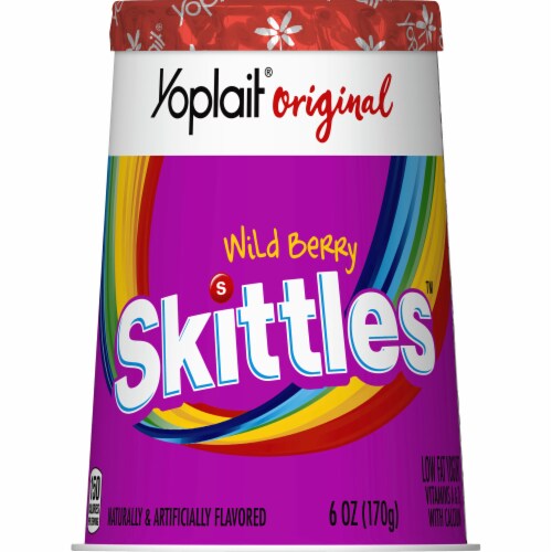 Yoplait Original Skittles Wild Berry Low Fat Yogurt Cup Perspective: left