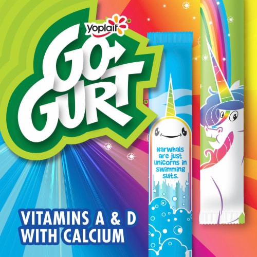 Go GURT Unicorn Strawberry Banana & Raspberry Kids Yogurt Tubes Perspective: left