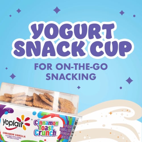 Yoplait Low Fat Vanilla Kids Yogurt & Cinnamon Toast Crunch Cereal Snack Perspective: left
