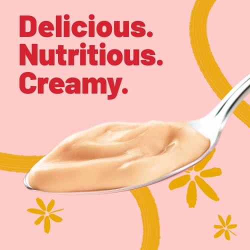 Yoplait Original Harvest Peach Low Fat Smooth Style Yogurt Tub Perspective: left