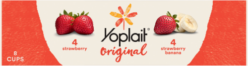Yoplait Original Strawberry and Banana Yogurt Perspective: left