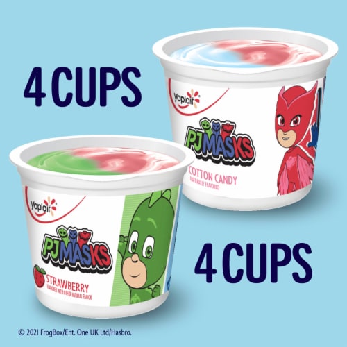 Yoplait Low Fat Cotton Candy & Strawberry Kids Yogurt Pack Perspective: left