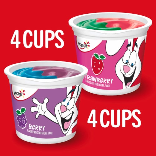 Yoplait Low Fat Yogurt Berry and Strawberry Perspective: left