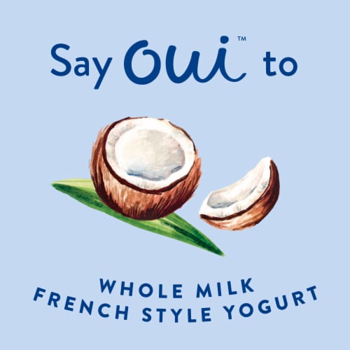 Oui by Yoplait Gluten Free French Style Coconut Whole Milk Yogurt Glass Jar Perspective: left
