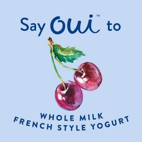 Oui by Yoplait Black Cherry Whole Milk French Style Yogurt Jar Perspective: left