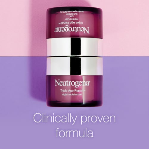 Neutrogena Triple Age Repair Night Face Cream Anti-Aging with Vitamin C to help Fight Wrinkles Perspective: left