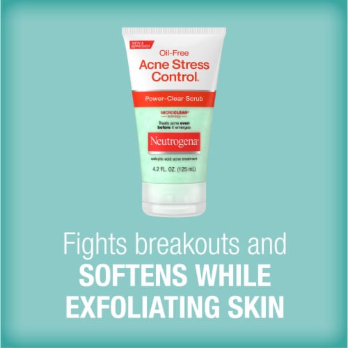 Neutrogena Oil-Free Acne Stress Control Power-Clear Facial Scrub 2% Salicylic Acid Acne Treatment Perspective: left