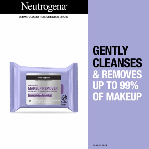 Neutrogena Night Calming Makeup Remover Face Wipes Remove Sweat Sunscreen & Waterproof Makeup Perspective: left