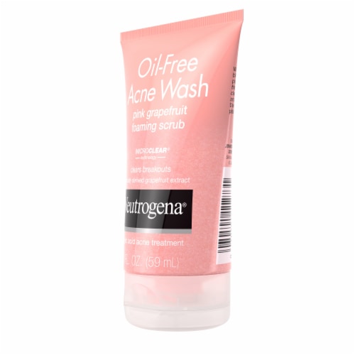 Neutrogena Oil-Free Pink Grapefruit Acne Wash Face Scrub, Gentle Foaming Travel Size Perspective: left