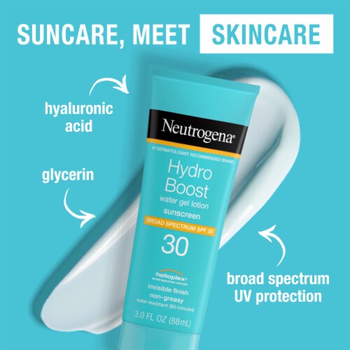 Neutrogena Hydro Boost Sunscreen Lotion Broad Spectrum SPF 30, Non-Greasy & Moisturizing Perspective: left