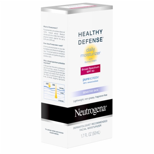 Neutrogena Healthy Defense Sensitive Skin With Broad Spectrum SPF 50 Sunscreen Daily Moisturizer Perspective: left