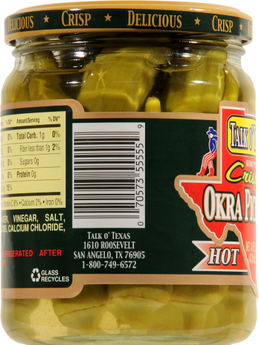 Talk O' Texas® Crisp Hot Okra Pickles Perspective: left