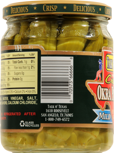 Talk O' Texas Crisp Mild Okra Pickles Perspective: left