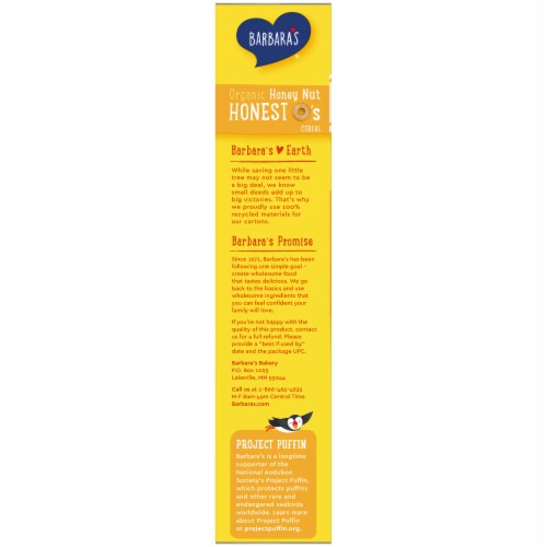 Barbara's Organic Honey Nut Honest O's Cereal Perspective: left