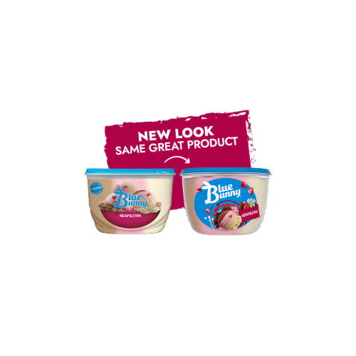 Blue Bunny Neapolitan Frozen Dairy Dessert Tub Perspective: left