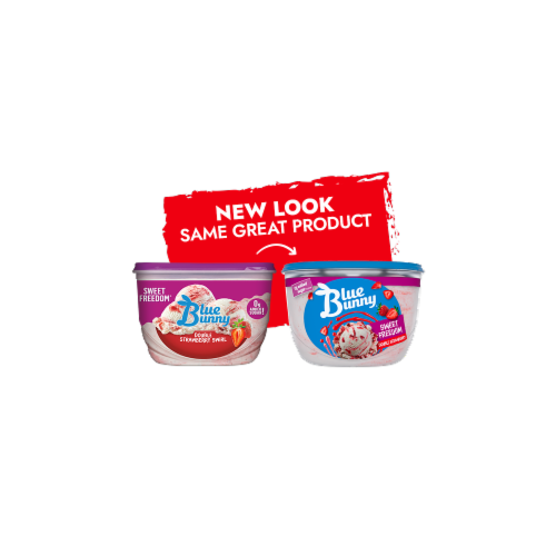 Blue Bunny Sweet Freedom Double Strawberry Swirl Reduced Fat Ice Cream Perspective: left