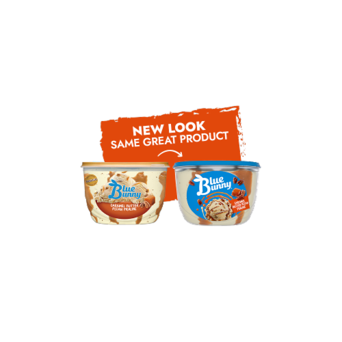 Blue Bunny® Caramel Butter Pecan Praline Frozen Dairy Dessert Tub Perspective: left