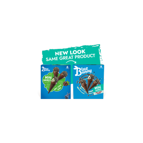 Blue Bunny Mini Swirls Mint Cookie Crunch Frozen Dessert Perspective: left