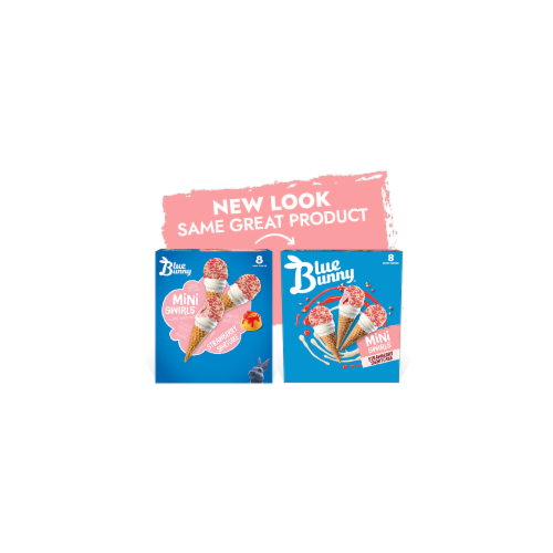 Blue Bunny Mini Swirls Strawberry Shortcake Cones Frozen Dessert Perspective: left