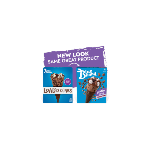 Blue Bunny® Load'd Cones® Brownie Bomb Frozen Dairy Dessert Cones Perspective: left