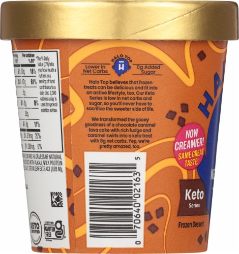 Halo Top® Chocolate Caramel Lava Cake Keto Frozen Dessert Perspective: left