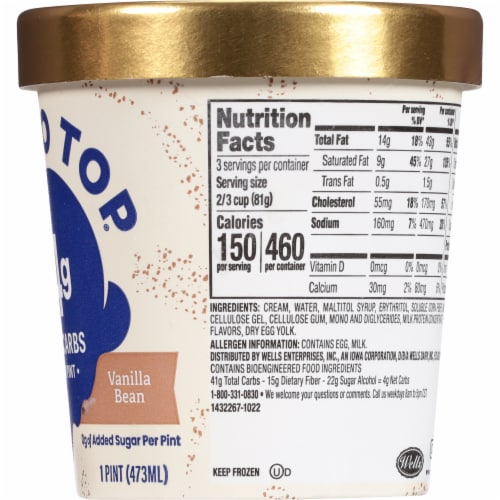 Halo Top® Keto Vanilla Bean Frozen Dessert Pint Perspective: left