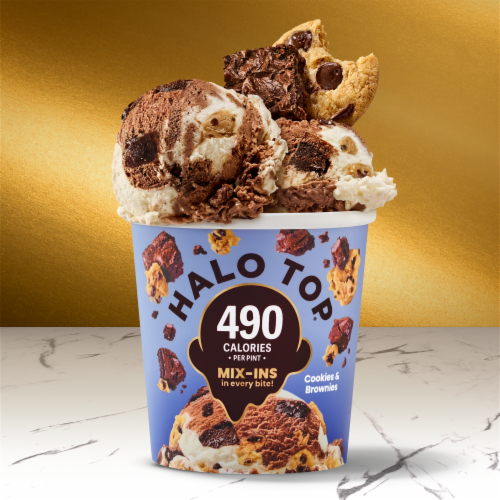 Halo Top Cookies & Brownies Light Ice Cream Perspective: left